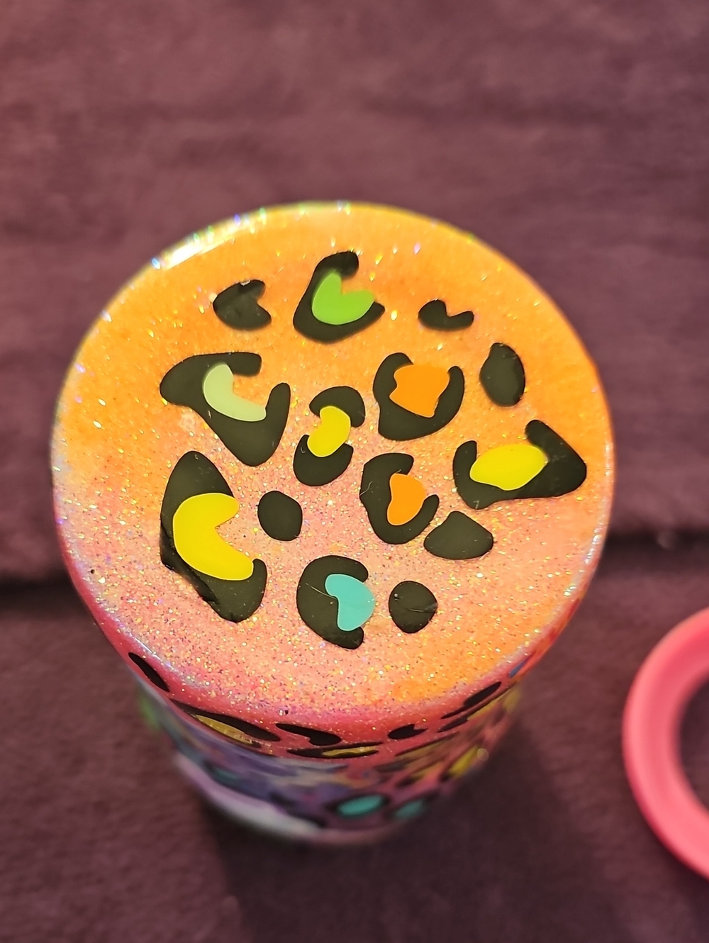 Lisa Frank Glitter Rainbow Leopard Tumbler with Winged Kitty - Picture 5 of 7